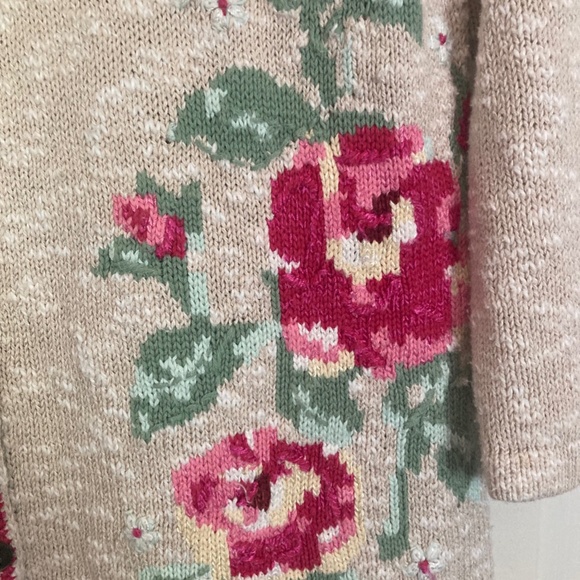 Women's Vintage Northern Reflections Rose Cardigan Button-Up Sweater Size M - Picture 2 of 3